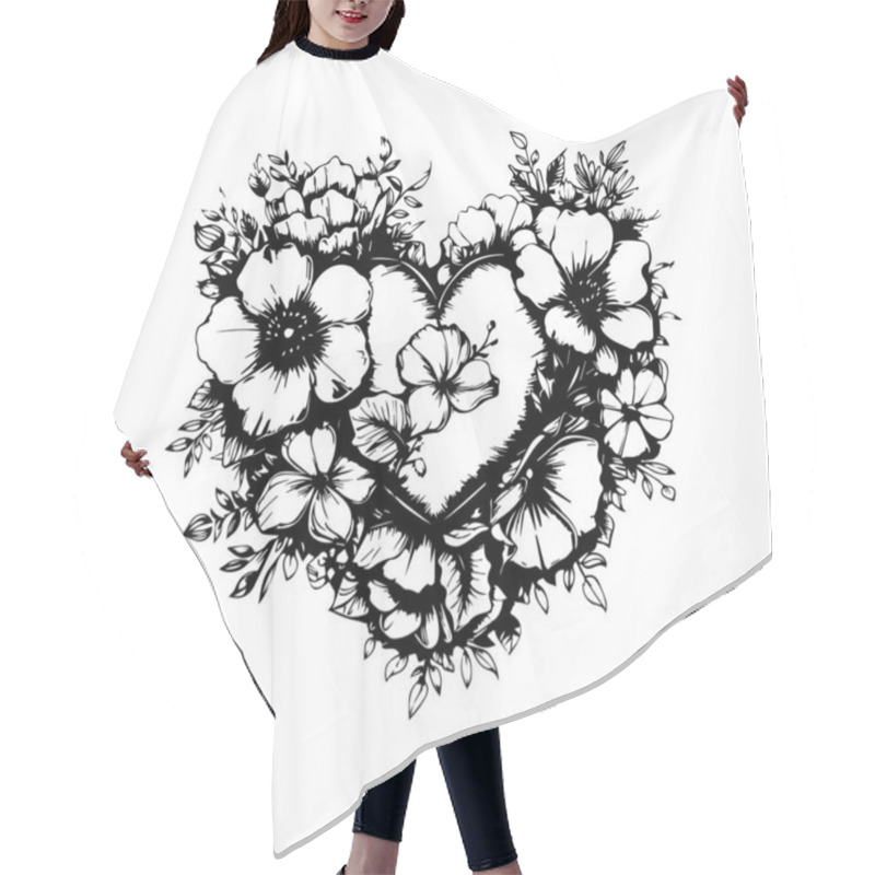 Personality  Elegant Love Heart Design Featuring Intricate Flourishes And Romantic Swirls, Perfect For Symbolizing Timeless Love And Passion, With Ornamental Heart Patterns, Graceful Adornments, And Artistic Beauty Hair Cutting Cape