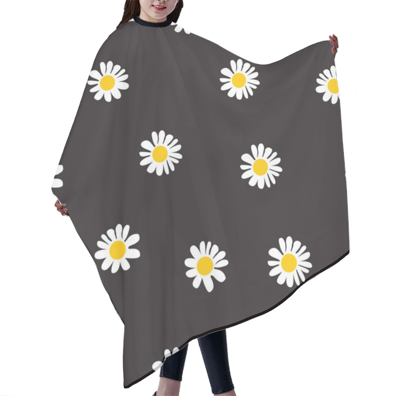 Personality  Vector Seamless Flower White And Yellow At Black Background  Hair Cutting Cape