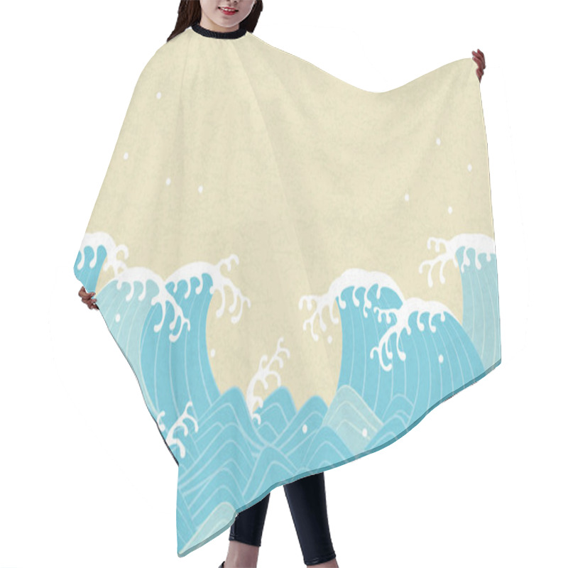 Personality  Blue Wave Japanese Style Hair Cutting Cape