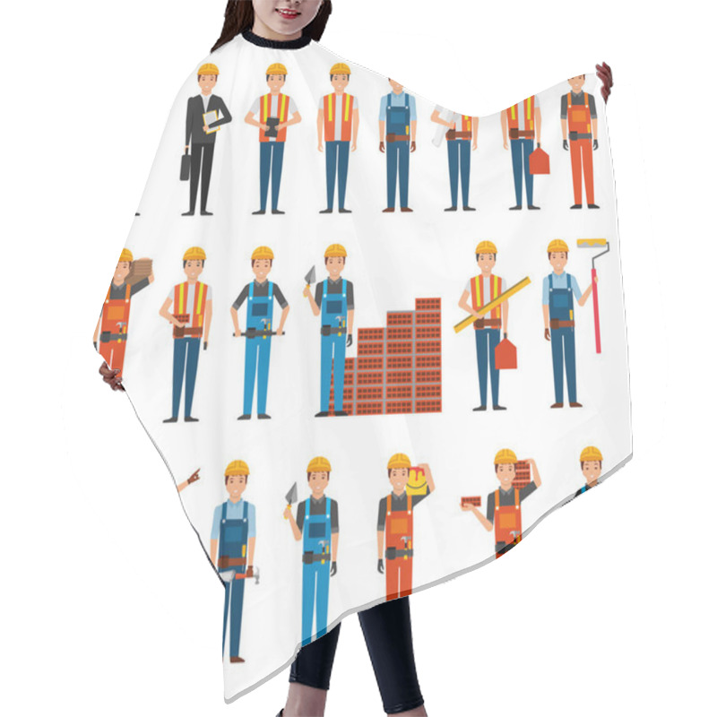 Personality  Bundle Of Construction Workers And Tools Hair Cutting Cape