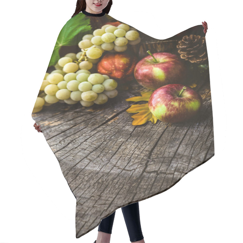 Personality  Autumn Fruit On Wooden Table Hair Cutting Cape