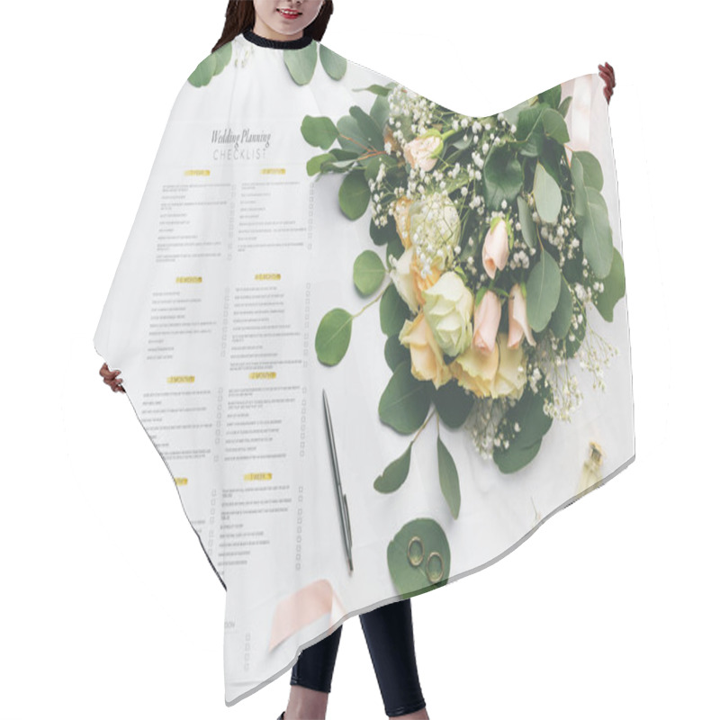 Personality  Bride Flowers And Notes In To Do List On White Background Hair Cutting Cape