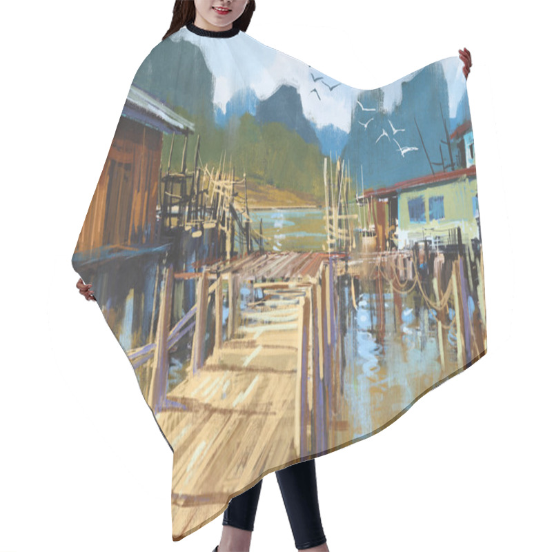 Personality  Fishing Village In Summer Hair Cutting Cape