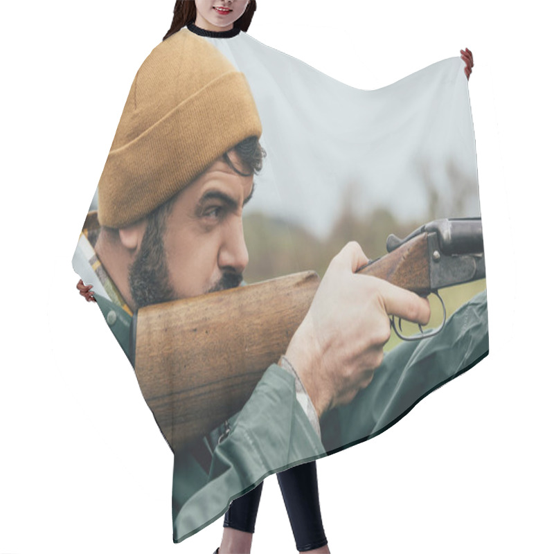 Personality  Handsome Man Aiming With Gun Hair Cutting Cape