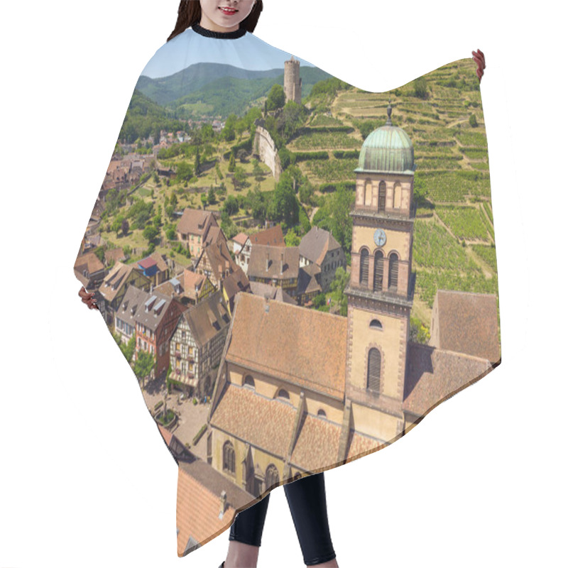 Personality  Aerial Drone Shot Of The Village Of Kaysersberg In Alsace In A Day. Summer In France, Castle And A Beautiful City. High Quality Photo Hair Cutting Cape