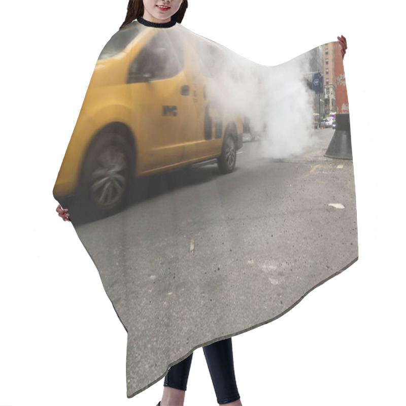 Personality  19 February 2018 - New York City: Hot Steam Being Released From  A Manhole Cover In The Street In Midtown Manhattan.  Hot Steam Being Releases From The Underground Steam System, Yellow Taxi On Street. Hair Cutting Cape