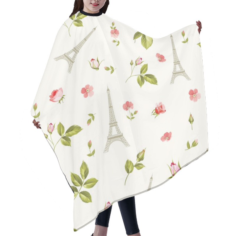 Personality  Pattern With Red Flowers. Hair Cutting Cape