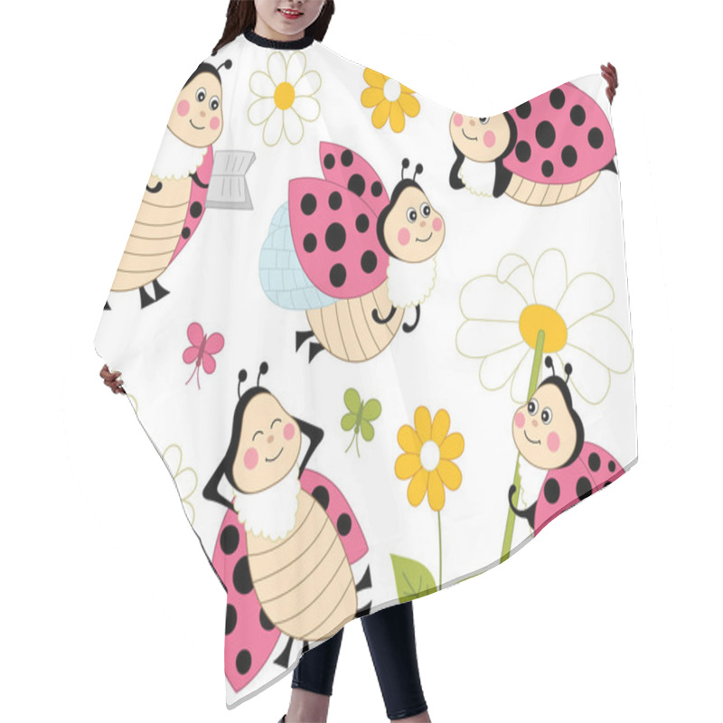 Personality  Vector Set Of Cute Cartoon Ladybugs Hair Cutting Cape