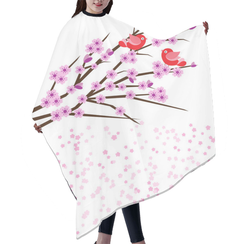 Personality  Two Birds With Cherry Blossoms Hair Cutting Cape