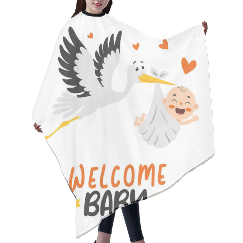 Personality  Cartoon Drawing Of A  Newborn Baby Character Hair Cutting Cape