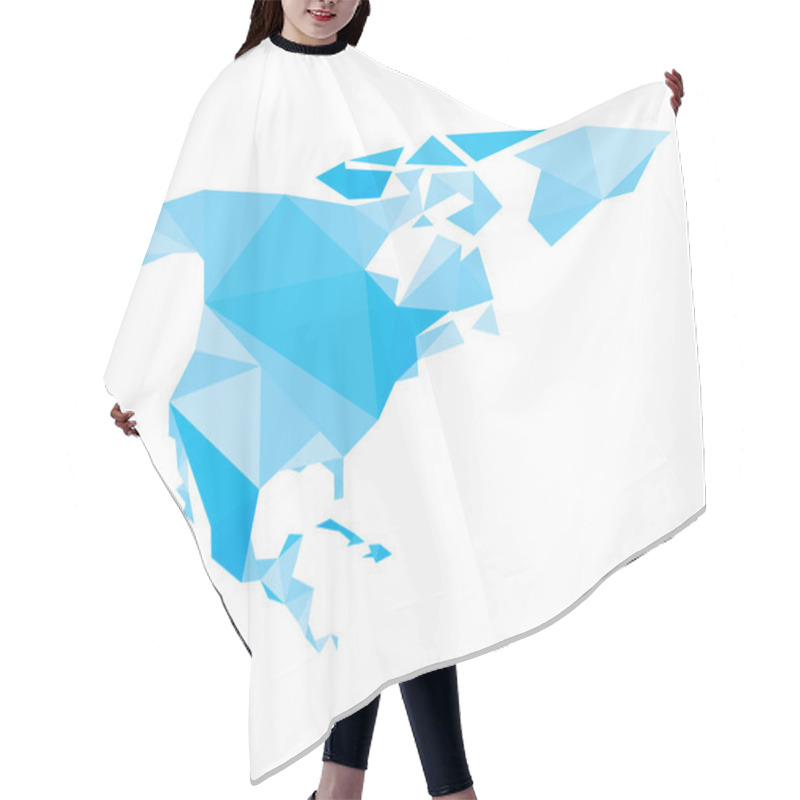 Personality  Blue Polygonal North America Map Hair Cutting Cape