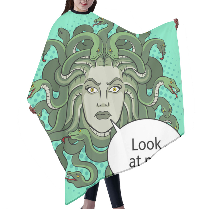 Personality  Medusa Greek Myth Creature Pop Art Vector Hair Cutting Cape