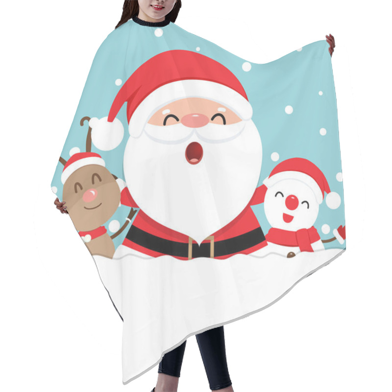 Personality  Holiday Christmas Greeting Card With Santa Claus, Reindeer, And  Hair Cutting Cape