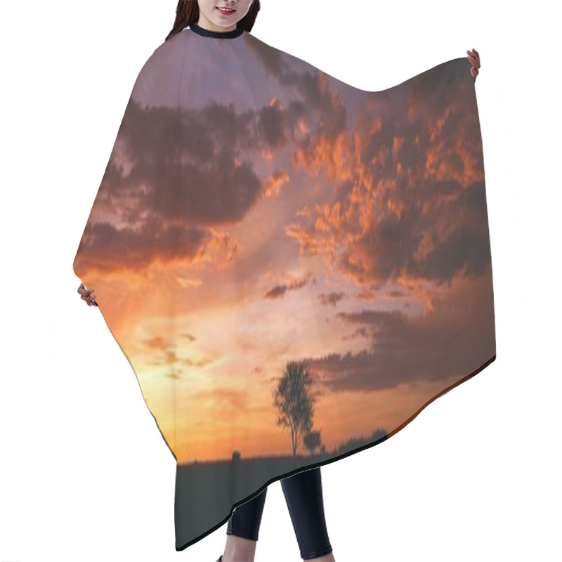 Personality  Orange Cloudy Sky Hair Cutting Cape