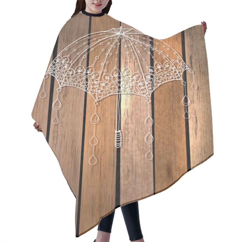 Personality  Beautiful Umbrella Over Wood Hair Cutting Cape