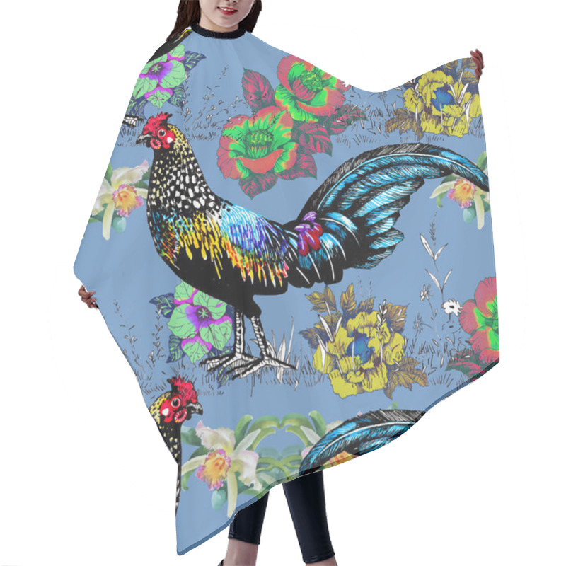 Personality  Farm Roosters Pattern Hair Cutting Cape