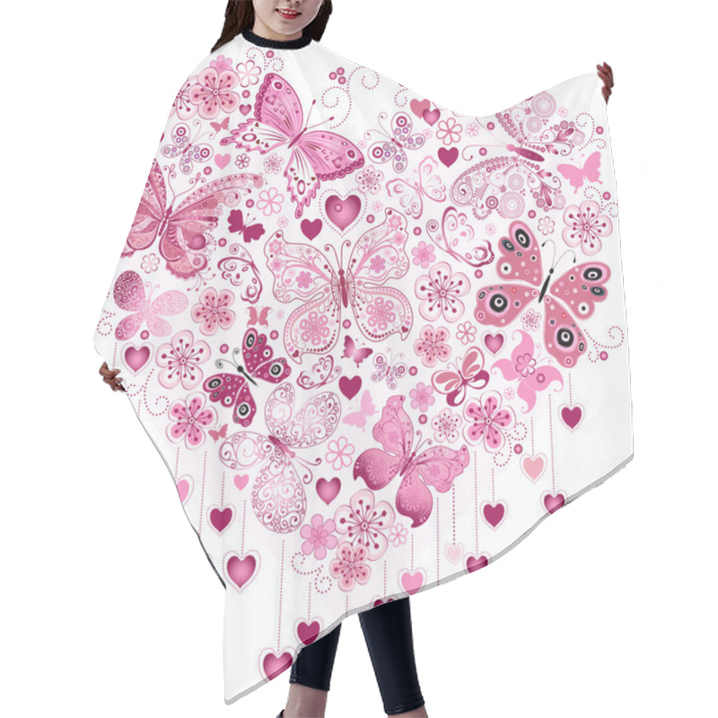 Personality  Valentine Pink Big Heart Hair Cutting Cape