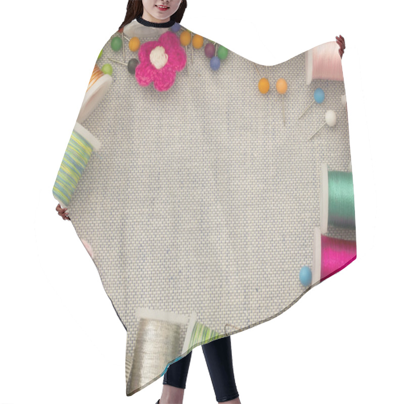 Personality  Border Made Of Bobbins And Other Sewing Materials Hair Cutting Cape