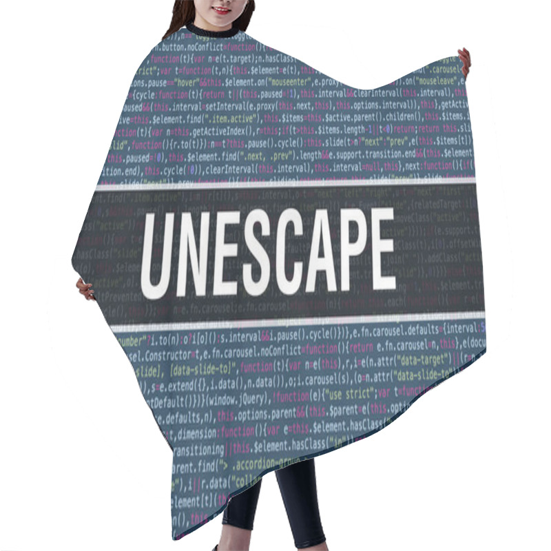 Personality  Unescape Text Written On Programming Code Abstract Technology Ba Hair Cutting Cape