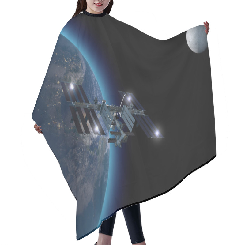 Personality  International Space Station In Orbit Around The Earth. Hair Cutting Cape