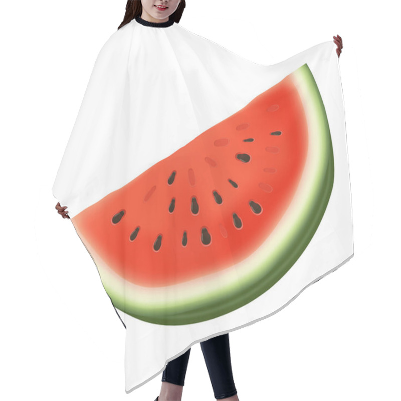 Personality  Watermelon In Realistic Style On White Background. Vector Watermelon Slice. Diet Nutrition Sign Symbol. Summertime Fruit. Bright Sweet Color. Delicious Dessert. Realistic Style. Fresh Fruit. Hair Cutting Cape