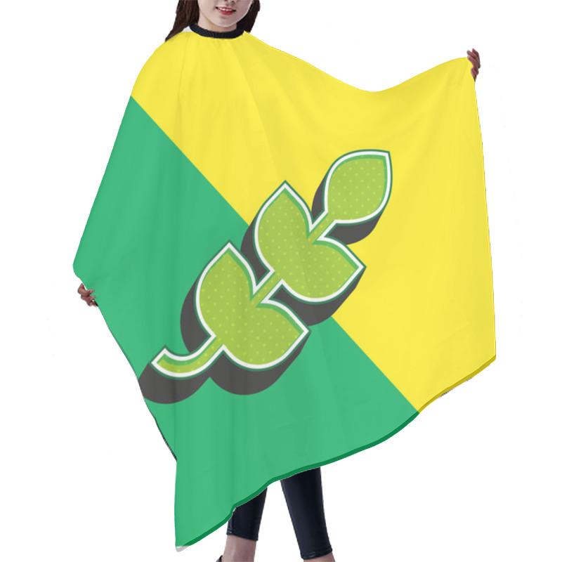 Personality  Branch Green And Yellow Modern 3d Vector Icon Logo Hair Cutting Cape