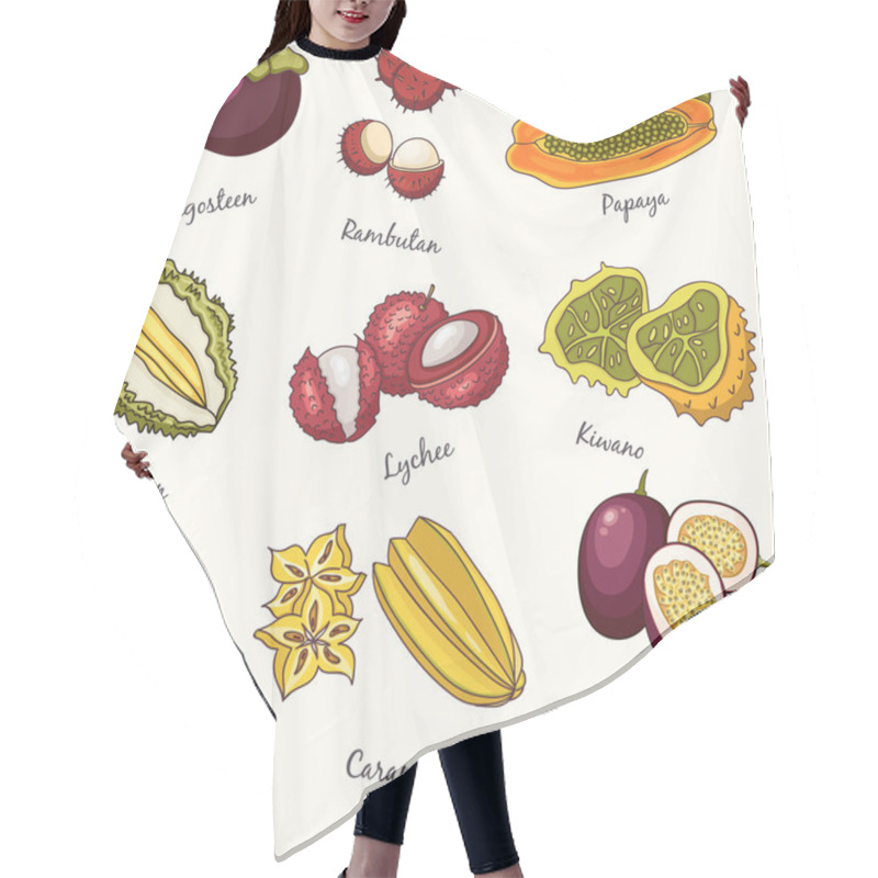 Personality  Exotic Fruits Seamless Pattern. Hair Cutting Cape