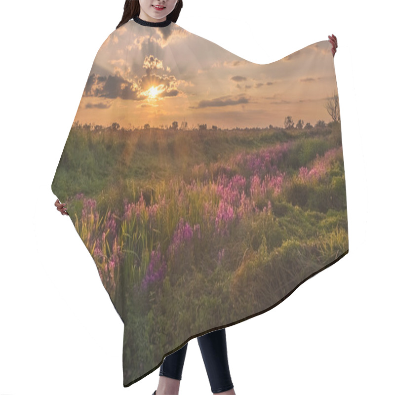 Personality  Landscape, Sunny Dawn, Sunrays In Fog Hair Cutting Cape