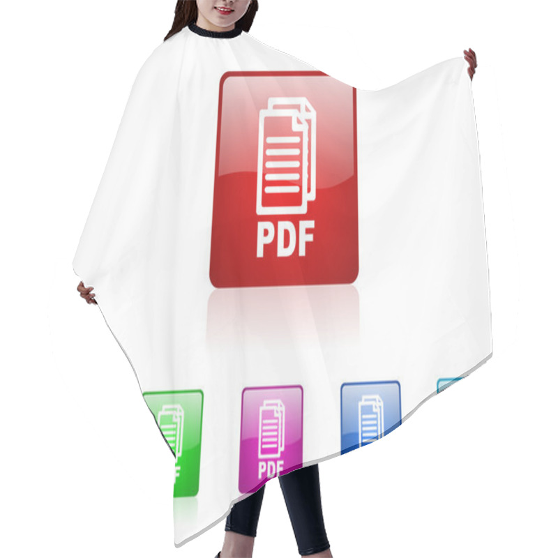 Personality  Pdf Square Web Glossy Icons Set Hair Cutting Cape