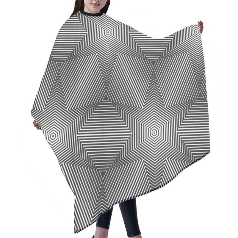 Personality  Black And White Op Art Design, Vector Seamless Pattern Backgroun Hair Cutting Cape