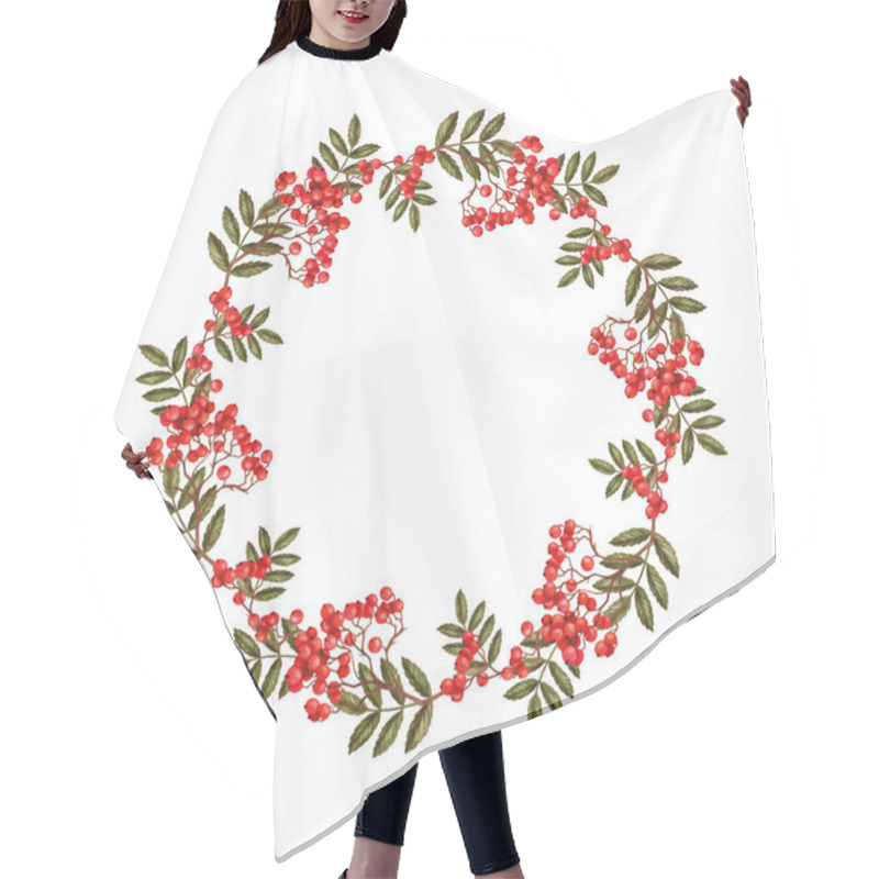 Personality  Wreath Of Rowan On White Background Hair Cutting Cape