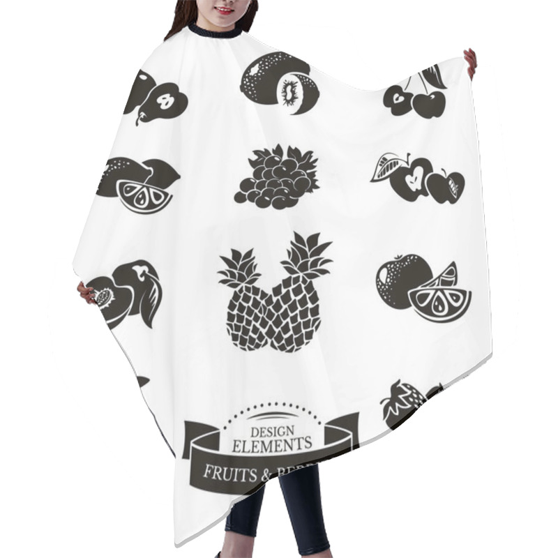 Personality  Icon Set Of Fruits And Berries Hair Cutting Cape