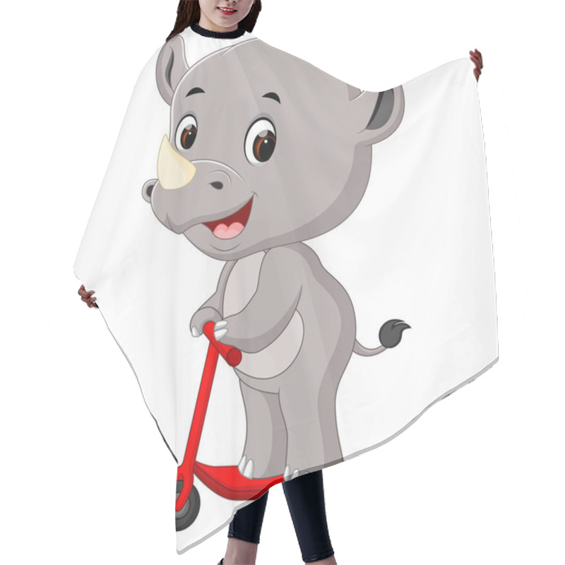 Personality  Cute Rhino Riding Push Scooter Hair Cutting Cape