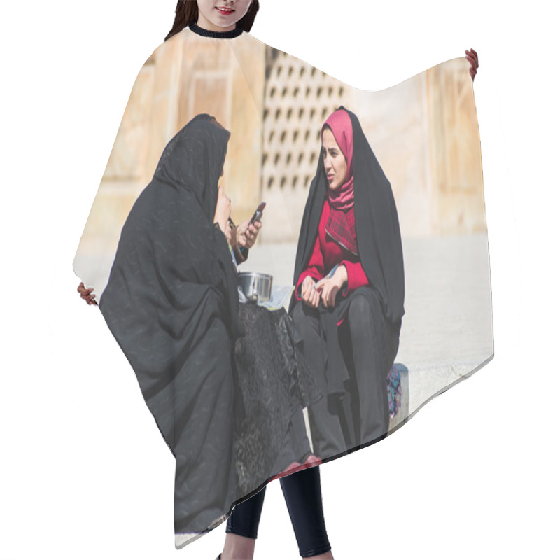 Personality  Muslim Woman With Traditional Chador On The Street Hair Cutting Cape