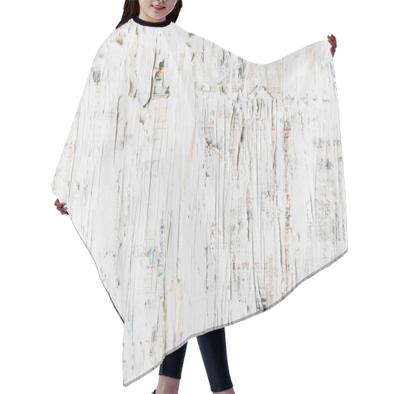 Personality  Rough White Painted On Newspaper Wall. Perfect For Background. Abstract  Texture. White Wallpaper. Hair Cutting Cape