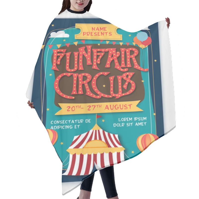 Personality  Funfair Circus Template, Banner Or Flyer Design. Hair Cutting Cape