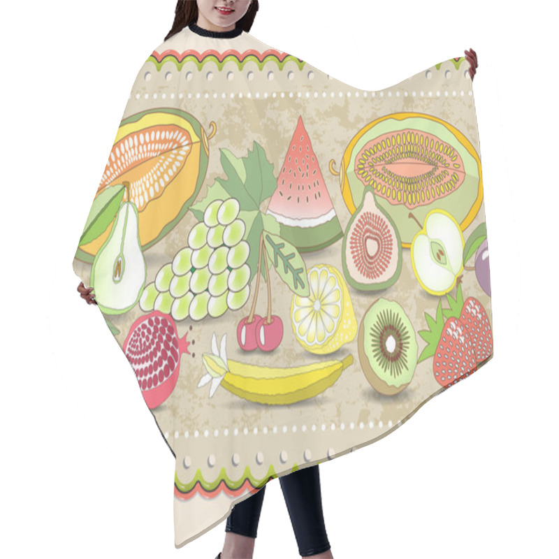 Personality  Horizontal Seamless Pattern Set Fruit Hair Cutting Cape