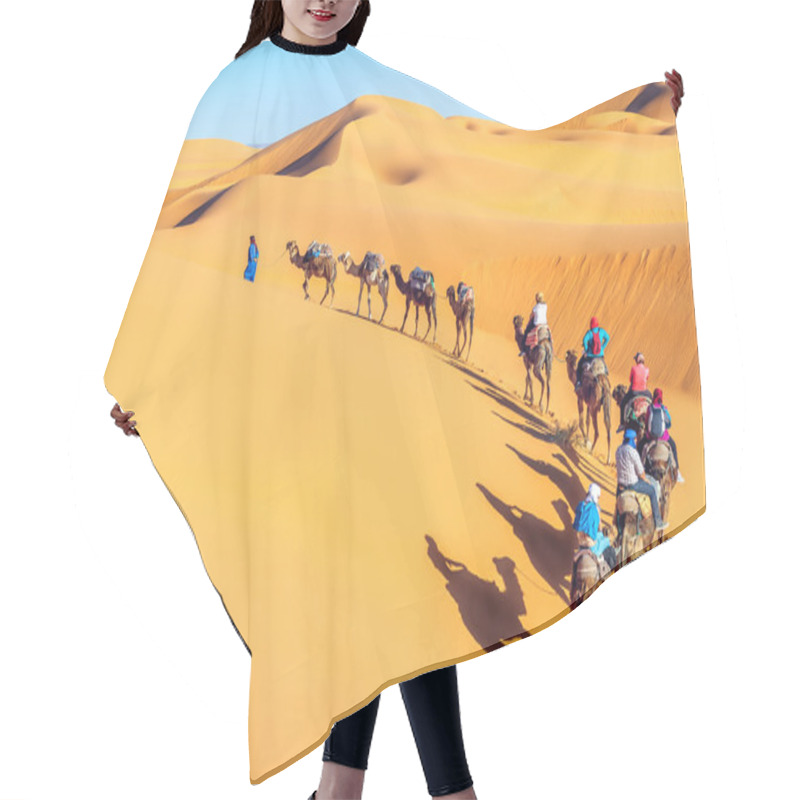 Personality  Camel Caravan Going Through The Sand Dunes In The Sahara Desert Hair Cutting Cape