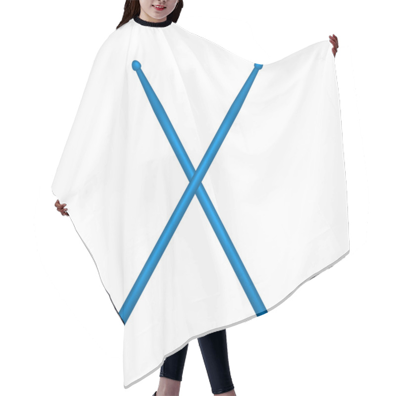 Personality  Crossed Pair Of Blue Wooden Drumsticks Hair Cutting Cape