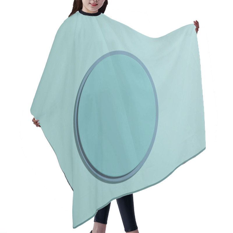 Personality  3D Illustration Of A Light, Sky Blue Circle Podium Or Stand Top View Flat Lay Product Display Minimal, Simple White Or Light Gray Background With Copy Space For Text Hair Cutting Cape