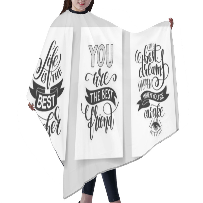 Personality  Set Of Three Hand Written Lettering Positive Inspirational Quote Hair Cutting Cape