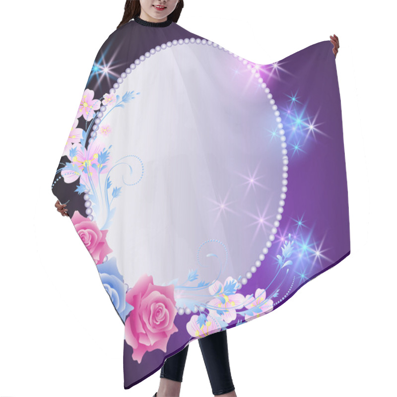 Personality  Glowing Background With Frame And Flowers Hair Cutting Cape