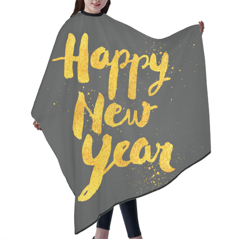 Personality  Happy New Year In Gold Hair Cutting Cape