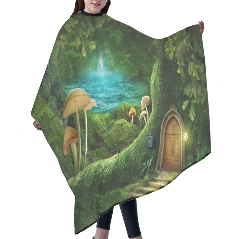 Personality  Magic Forest With Big House Tree Hair Cutting Cape