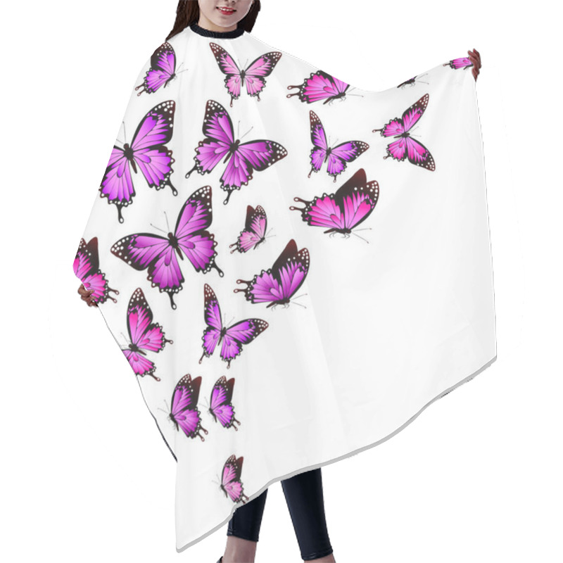 Personality  Beautiful Pink Butterflies, Isolated  On A White Hair Cutting Cape