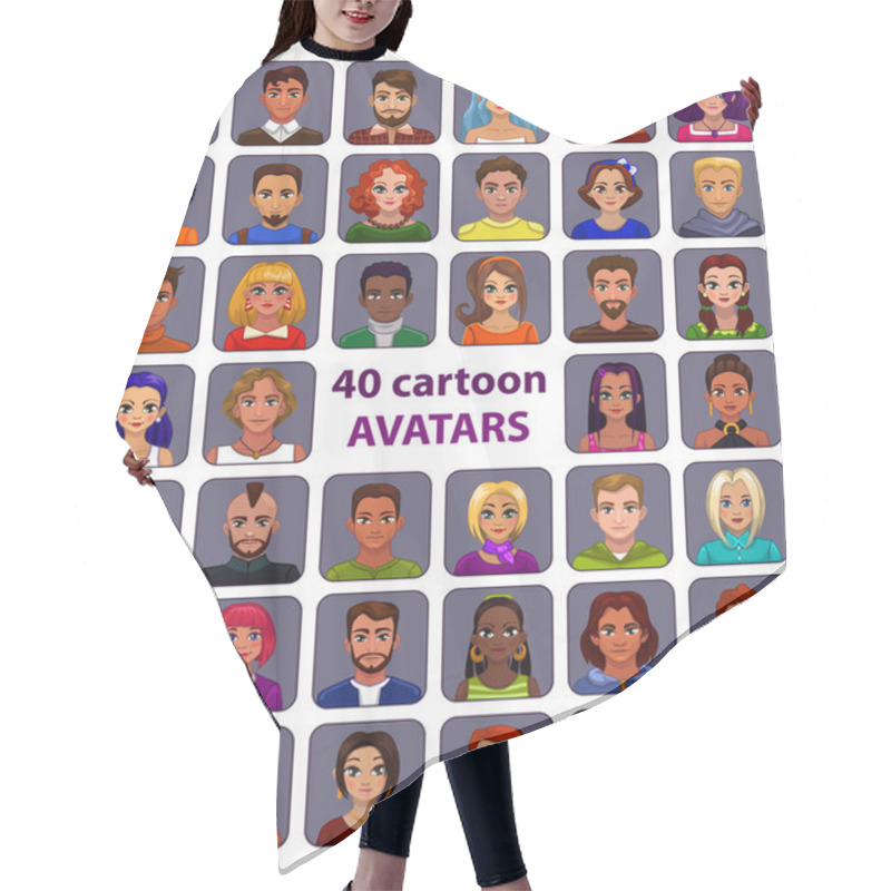 Personality  Cute Cartoon Human Avatars Set Hair Cutting Cape