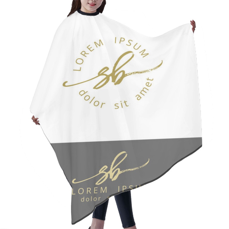 Personality  S B. Handdrawn Brush Monogram Calligraphy Logo Design Hair Cutting Cape