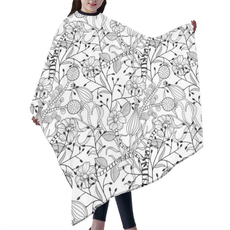 Personality  Seamless Floral Pattern Hair Cutting Cape