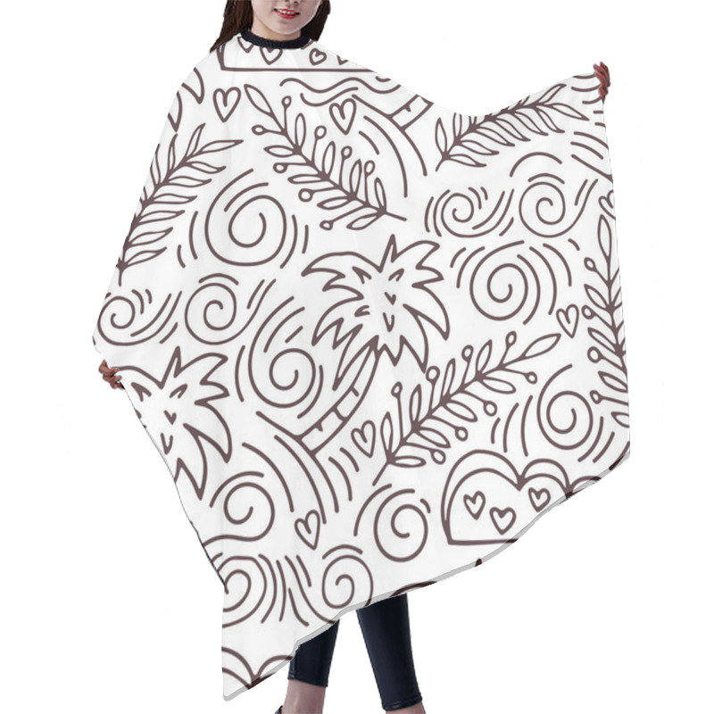 Personality  Seamless Hand-drawn Pattern With Palm Trees And Clouds Hair Cutting Cape