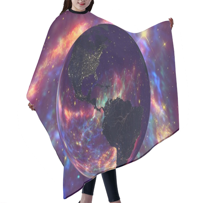 Personality  Americas From Space In Night On Surrealistic Background Hair Cutting Cape